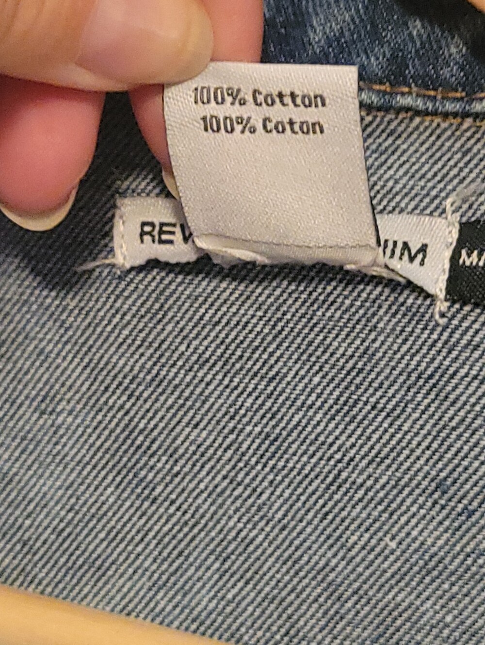 Revamped Light Blue Acid Wash Distressed Long Jean Jacket - Picture 6 of 7